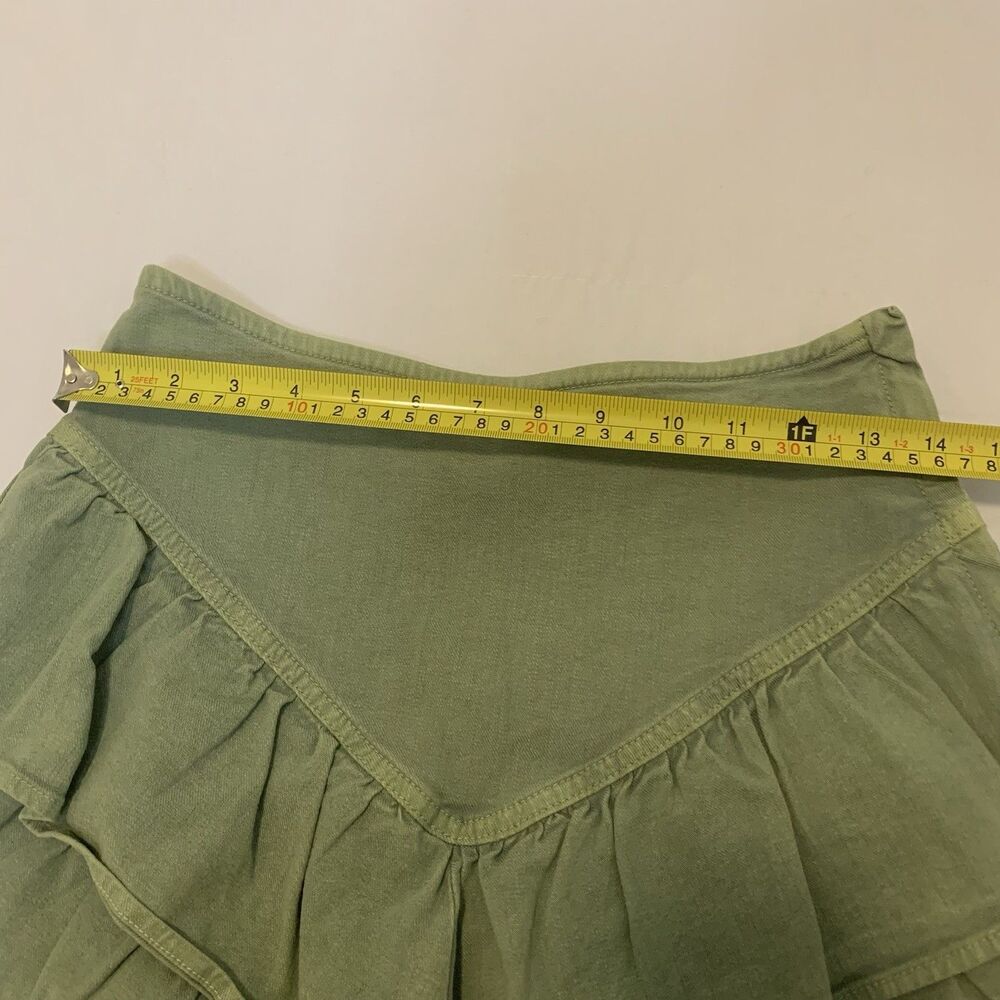 Mother The Ruffle Mini Skirt Green Loden Frost Cotton Blend - Women's 27 - Picture 11 of 12